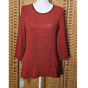 Patrizia Luca Long Sleeve Tunic Sweater Top Red Black Size S NWT